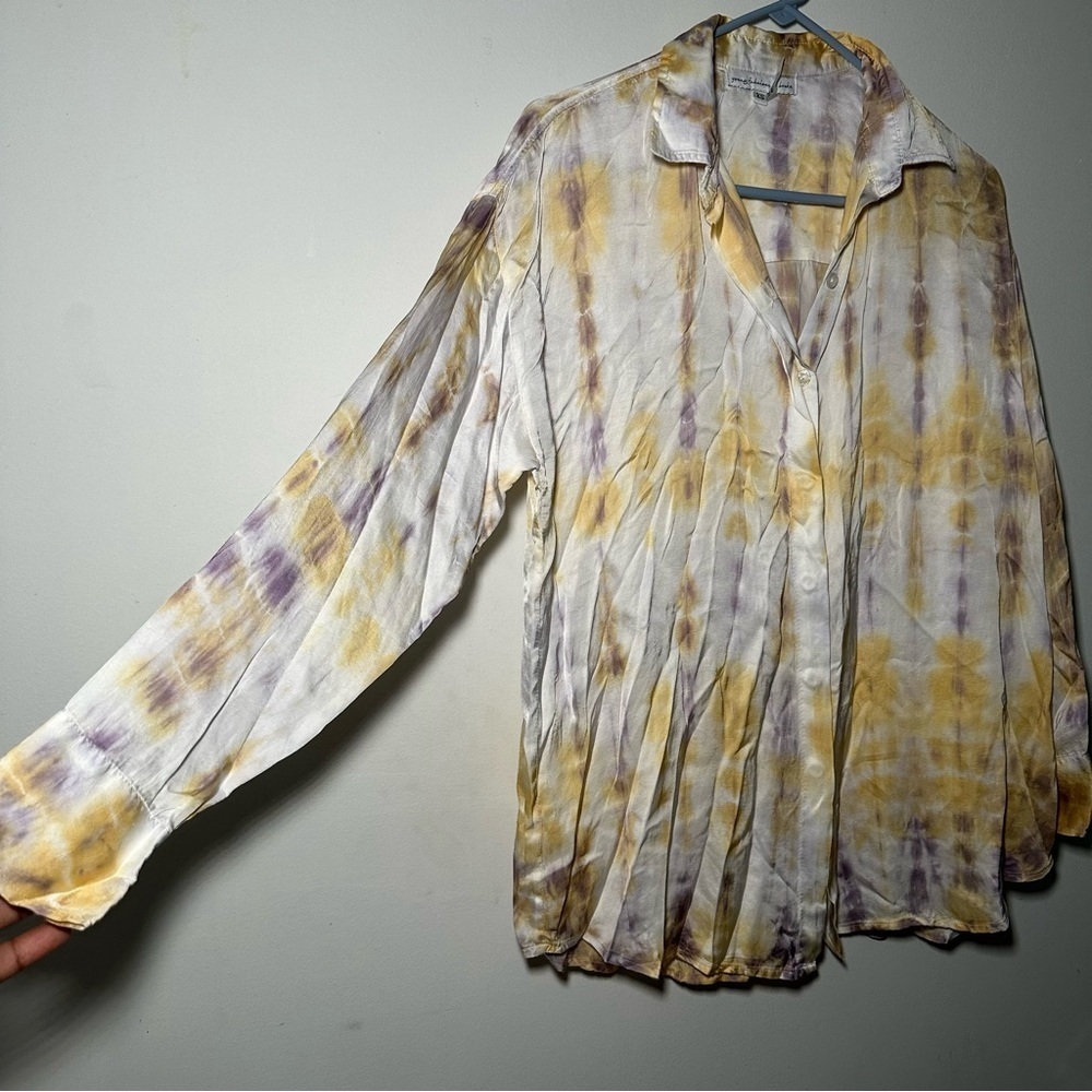Young Fabulous & Broke Boho Yellow and Purple Tie Dye Button Down Shirt Size XS - Picture 10 of 16